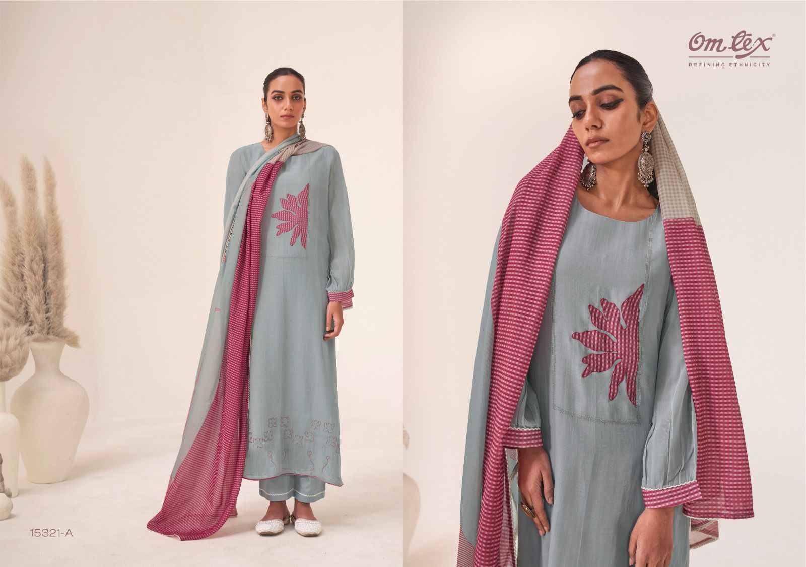 ELAYA 15321 Series By Om Tex Beautiful Festive Suits Stylish Colorful Fancy Casual Wear & Ethnic Wear MAL CHANDERI Dresses At Wholesale Price